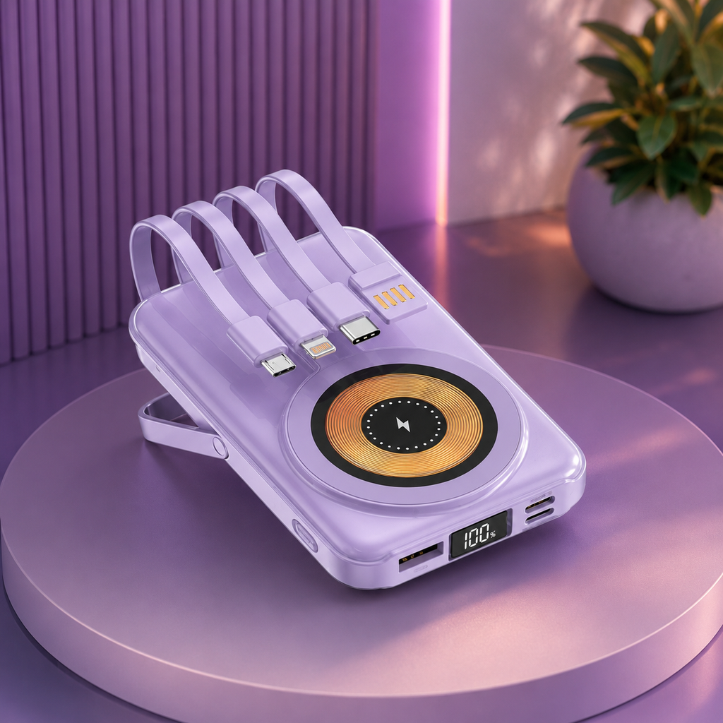 Power Bank Magnética 22.5W Ultra Rápida 4 em 1